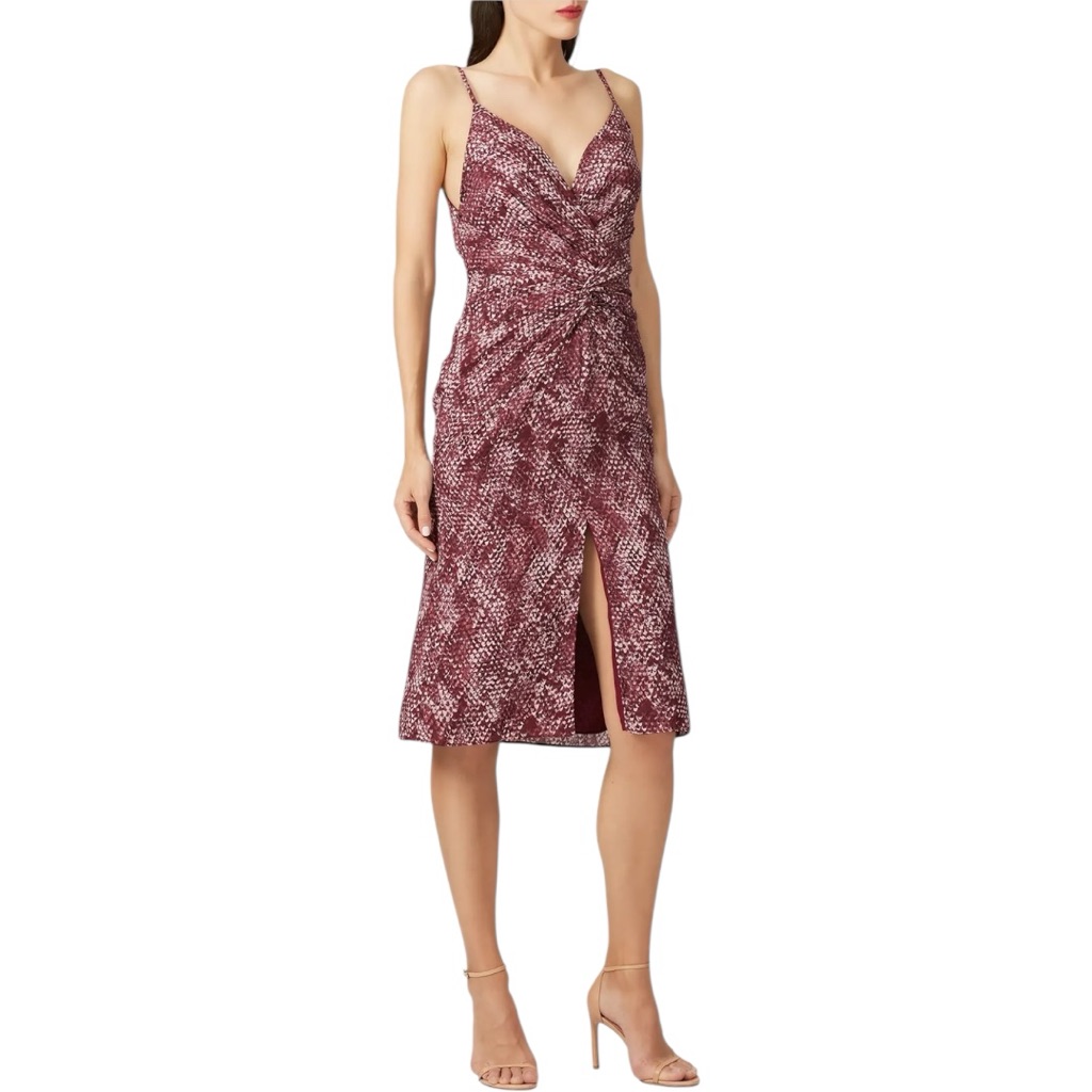 Fame & Partners The Snake Print Bella V Neck Size 14 Midi Dress Low V Back